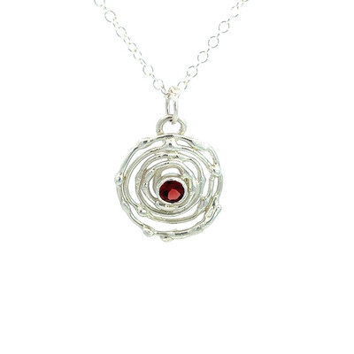Silver Garnet Montana Swirl Pendant &amp; Chain (20mm)