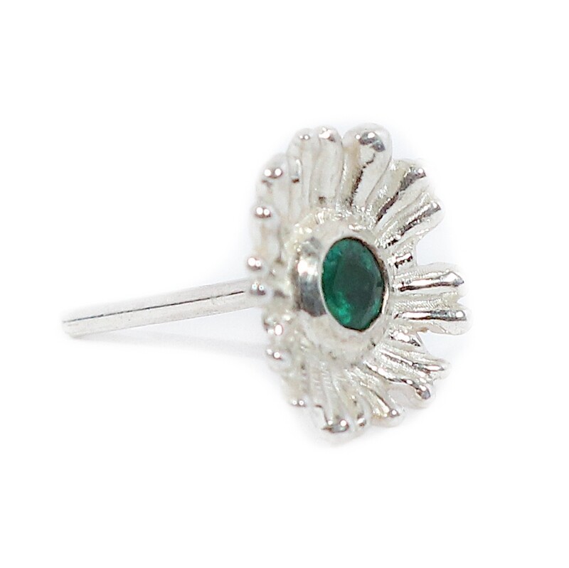 Silver Emerald Senetti Stud Earrings