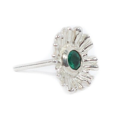 Silver Emerald Senetti Stud Earrings