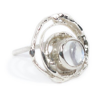 Silver Moonstone Montana Swirl Stud Earrings (13mm diameter)