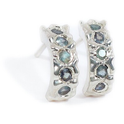 9ct White Gold Alexandrite Filigree Hoop Earrings