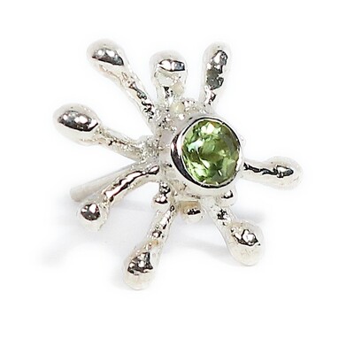 Silver Coral Peridot Stud Earrings