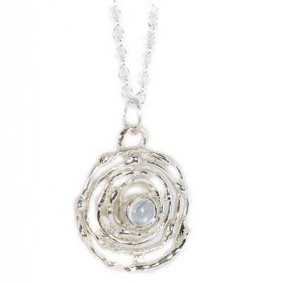 Silver Moonstone Montana Swirl Pendant &amp; Chain (20mm)