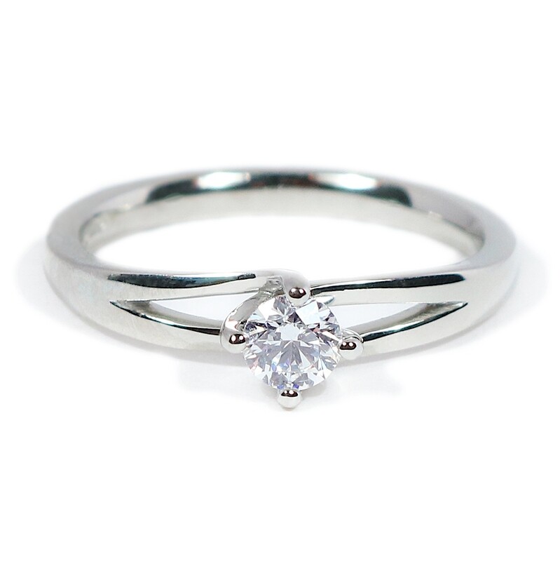 Platinum Claw Set Solitaire Diamond Split Shank Ring