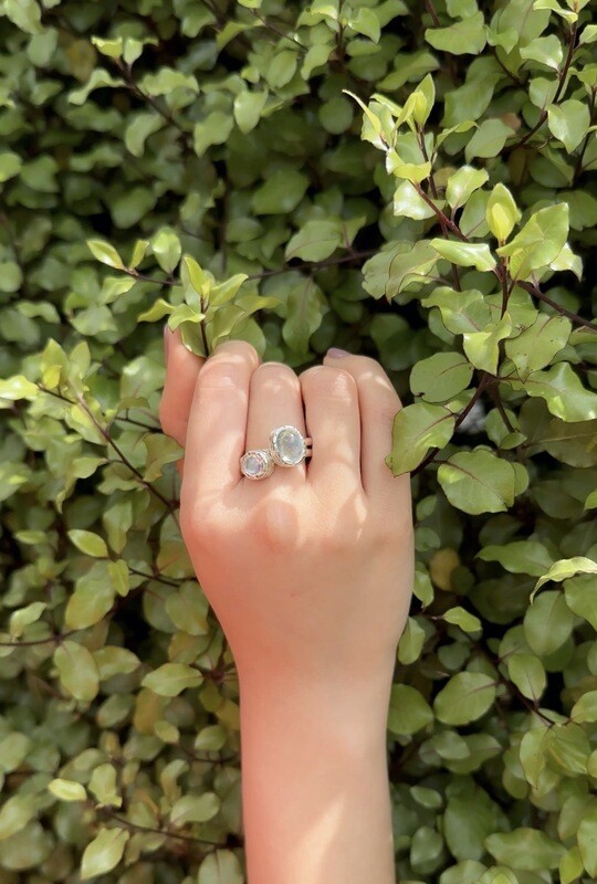 Silver Moonstone Tutti Fruiti Ring