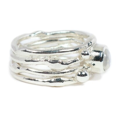 Silver Moonstone Cyclone 4 Ring