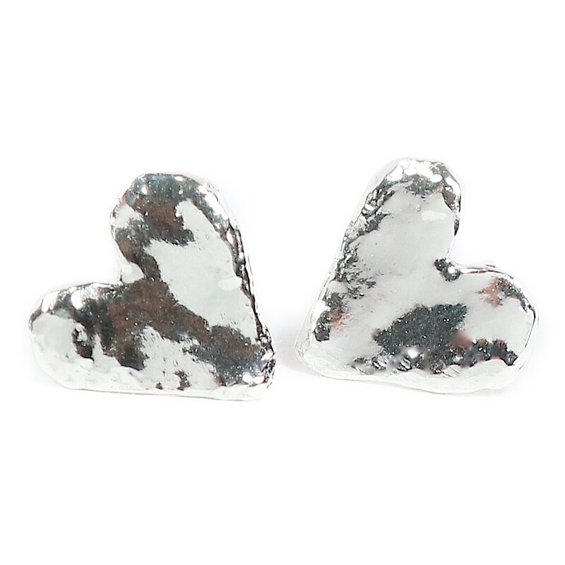Silver Heart Stud Earrings (10mm wide)
