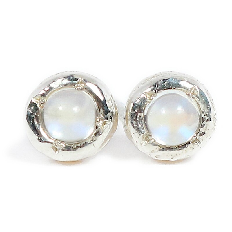 Silver Cyclone Moonstone Stud Earrings