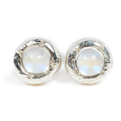 Silver Cyclone Moonstone Stud Earrings
