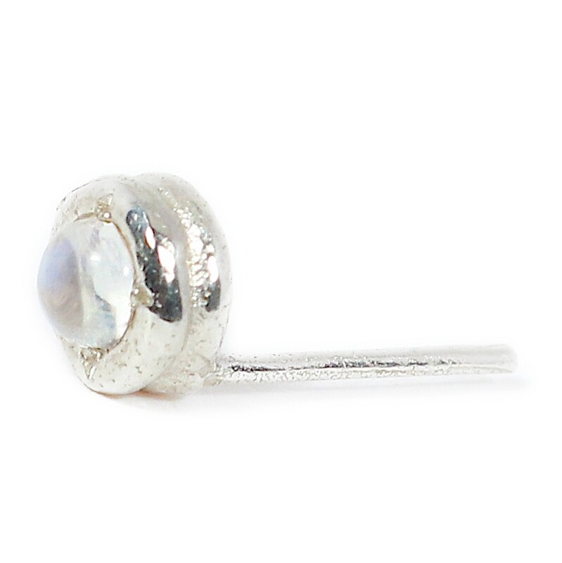 Silver Cyclone Moonstone Stud Earrings