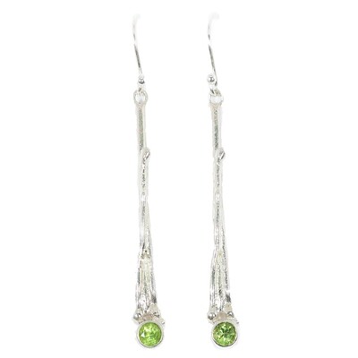 Silver Peridot Willow Drop Earrings