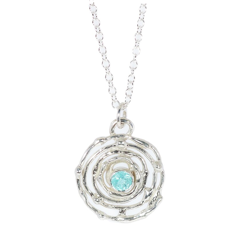 Silver Paraiba Tourmaline Montana Swirl Pendant &amp; Chain (20mm)