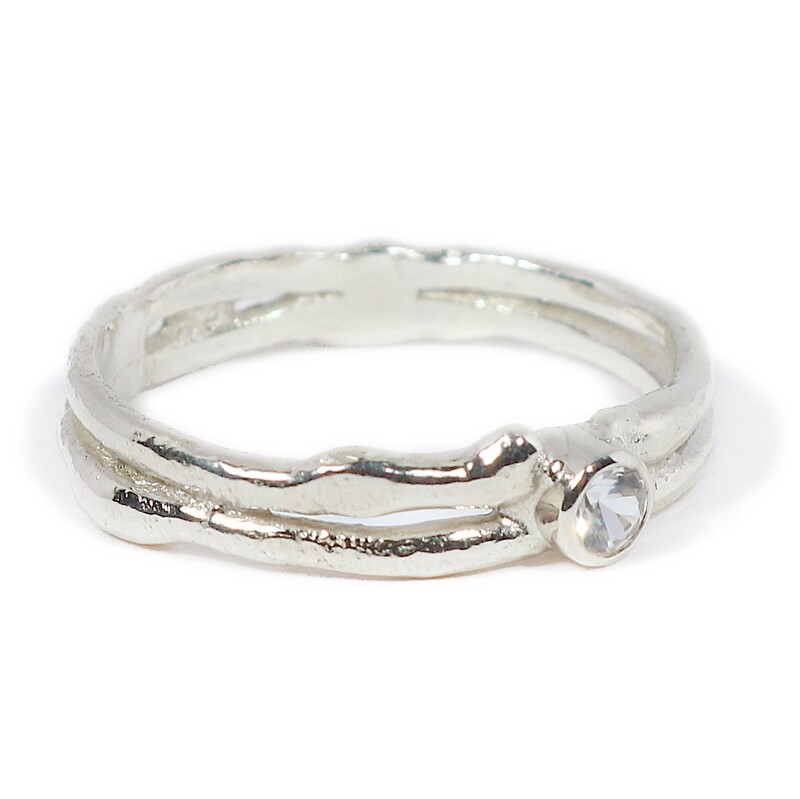 Silver White Sapphire Cyclone 2 Ring