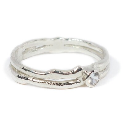 Silver White Sapphire Cyclone 2 Ring