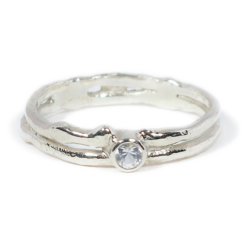 Silver White Sapphire Cyclone 2 Ring