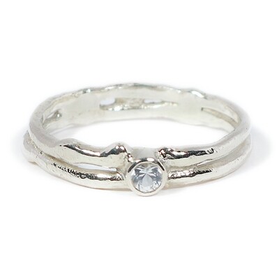Silver White Sapphire Cyclone 2 Ring