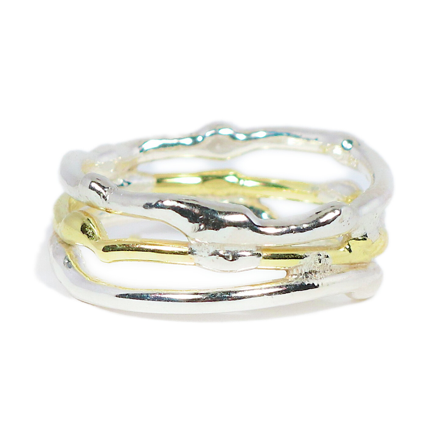 Silver &amp; 18ct Gold Cyclone 3 Ring