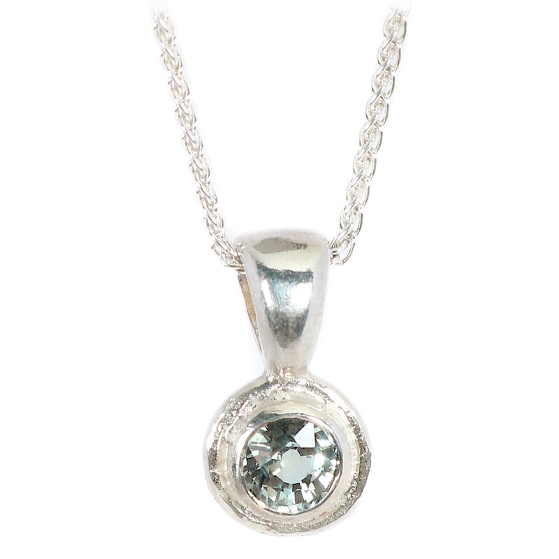 Silver Green Sapphire Cyclone Pendant &amp; Chain