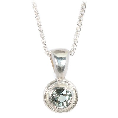 Silver Green Sapphire Cyclone Pendant &amp; Chain