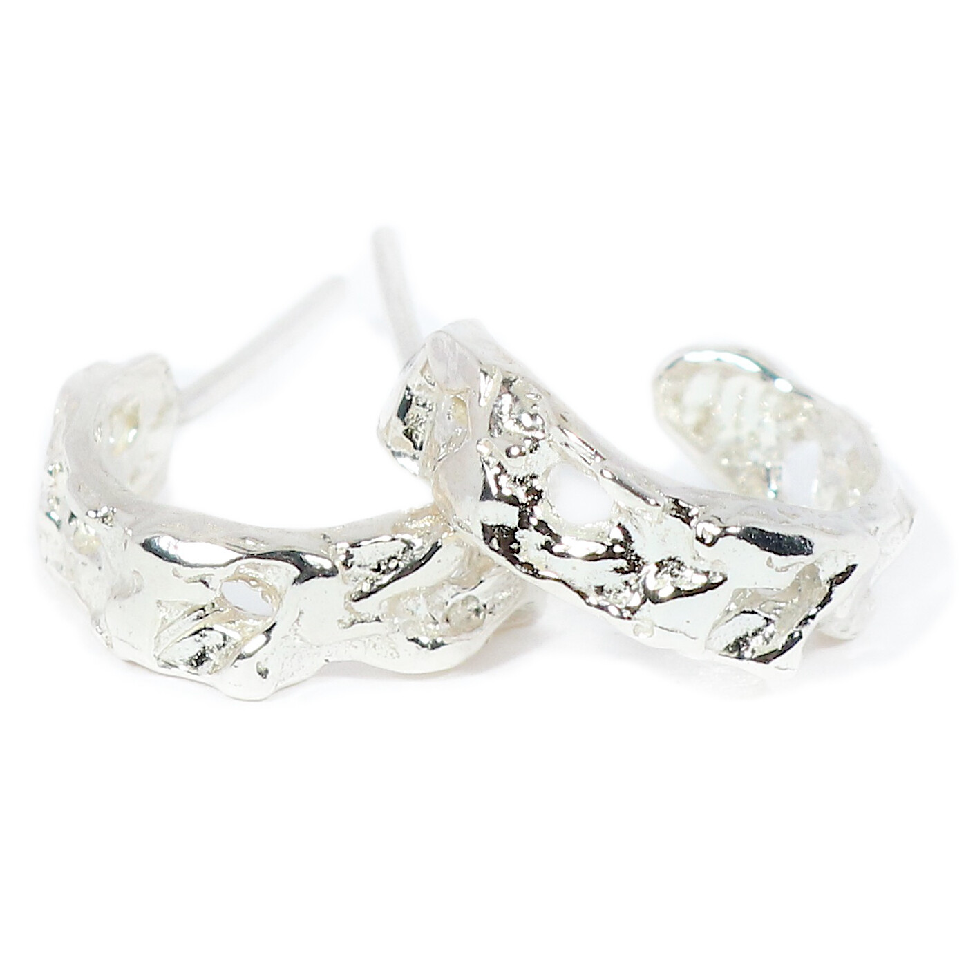 Silver Narrow Scrunchie Hoop Earrings