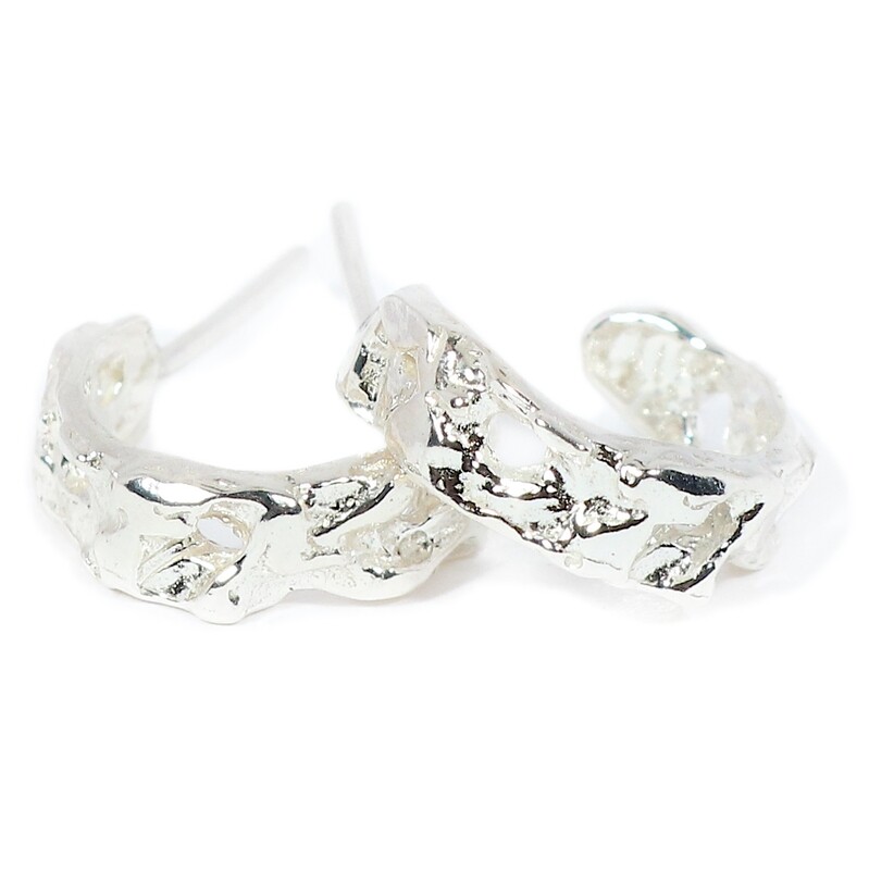 Silver Narrow Scrunchie Hoop Earrings