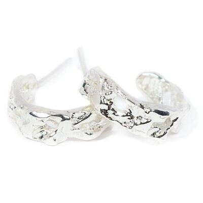 Silver Narrow Scrunchie Hoop Earrings