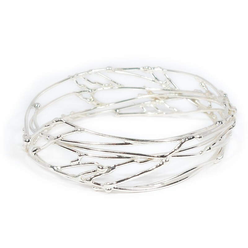 Silver Wide Birdsnest Bangle