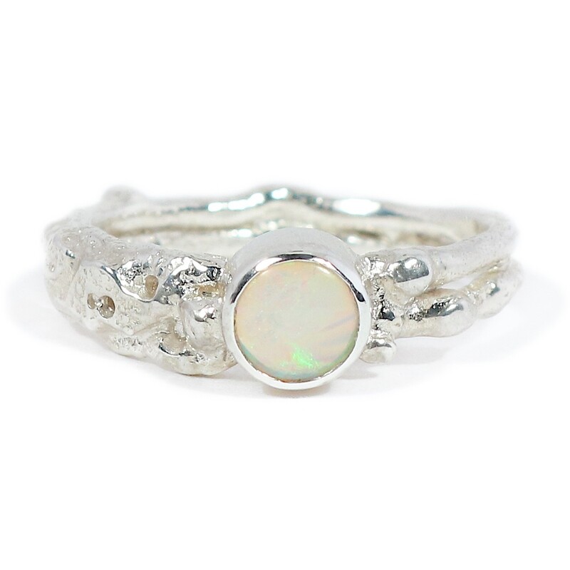 Silver 5mm Opal Storm Ring