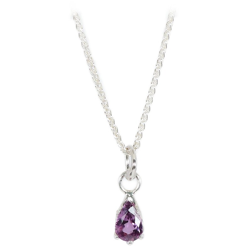 Silver Claw Set Purple Sapphire Pendant &amp; Chain