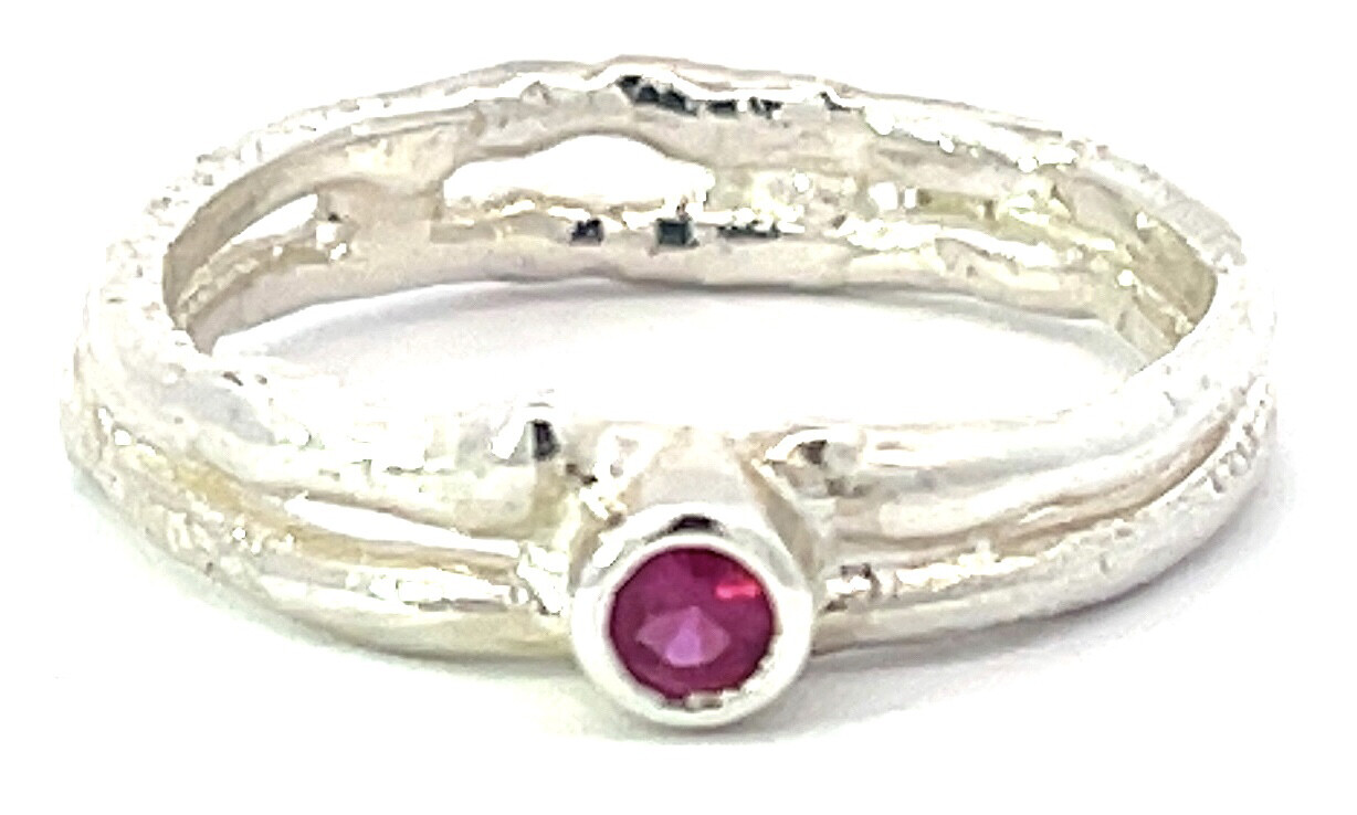 Silver Ruby Cyclone 2 Ring