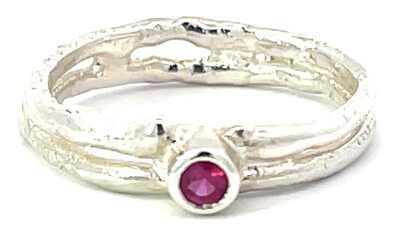 Silver Ruby Cyclone 2 Ring