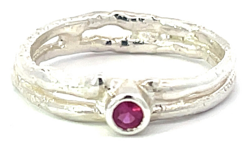 Silver Ruby Cyclone 2 Ring