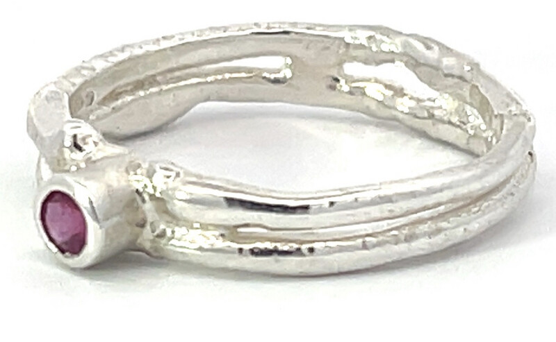 Silver Ruby Cyclone 2 Ring