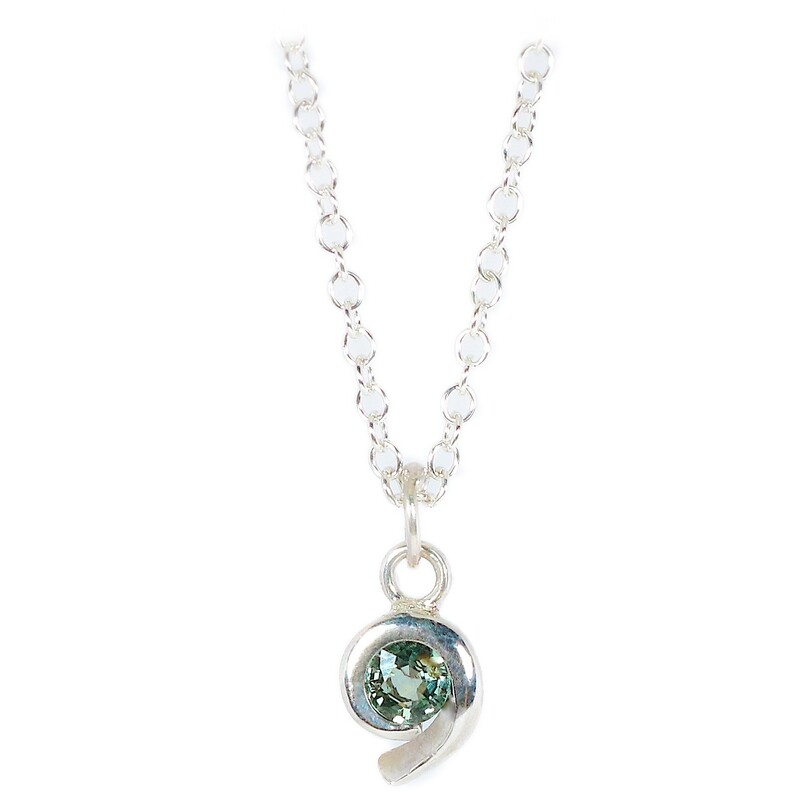 Silver Green Sapphire Pucci Pendant &amp; Chain