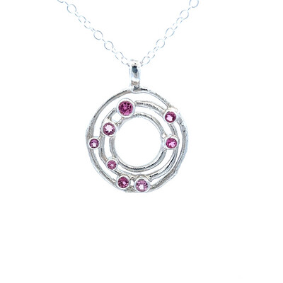 Silver Pink Tourmaline Cyclone 3 Pendant