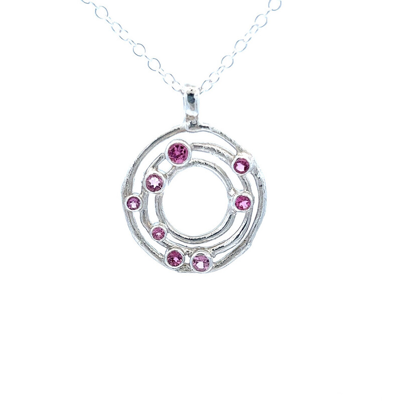 Silver Pink Tourmaline Cyclone 3 Pendant