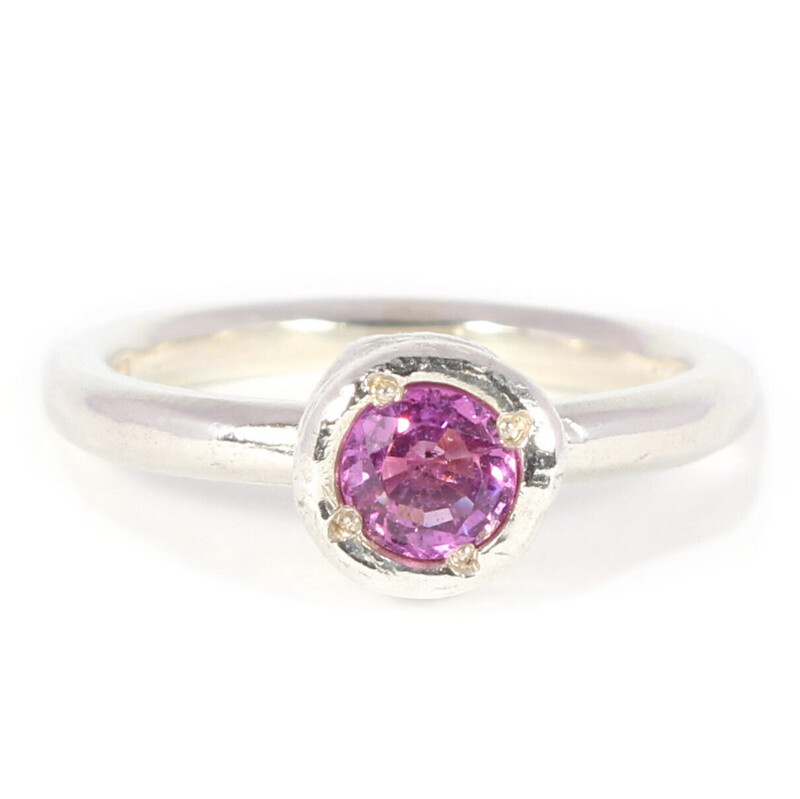 Silver 1ct Pink Sapphire Tutti Fruiti Ring