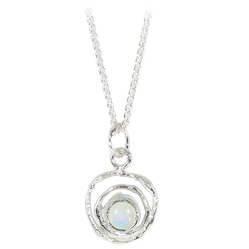 Silver 5mm Opal Montana Swirl Pendant &amp; Chain