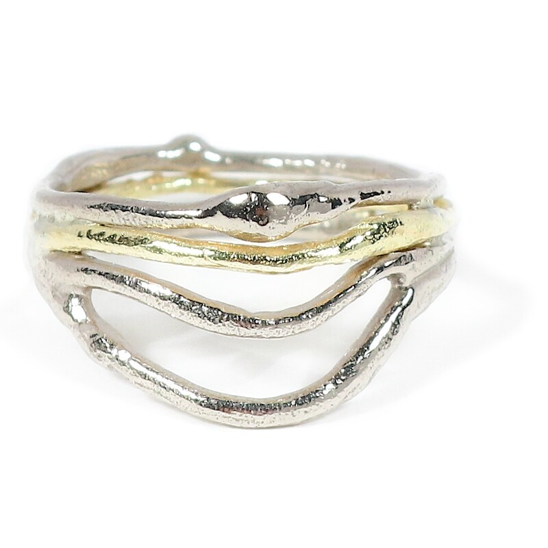 18ct White And Yellow Gold Fine Twister Ring