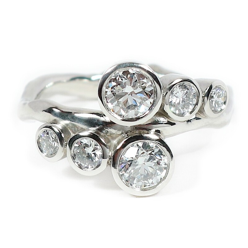 Platinum Diamond Wave Ring