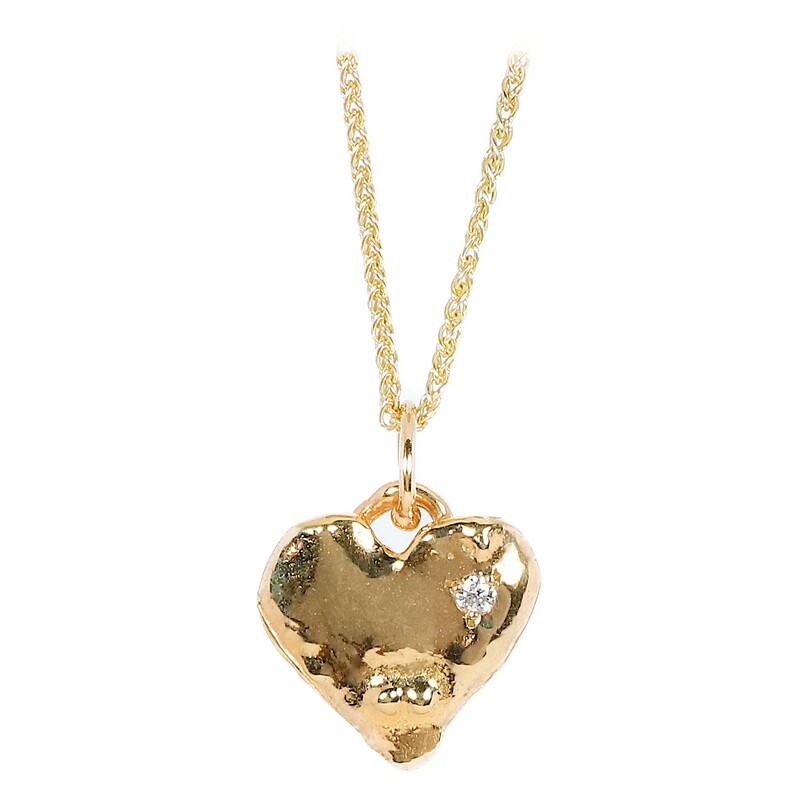 9ct Gold Diamond Heart Pendant (15mm wide)