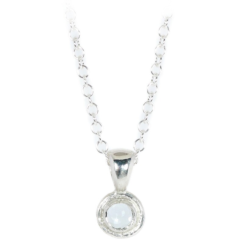 Silver White - Clear Faceted Opal Cyclone Pendant &amp; Chain