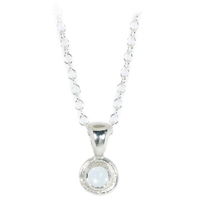 Silver White - Clear Faceted Opal Cyclone Pendant &amp; Chain