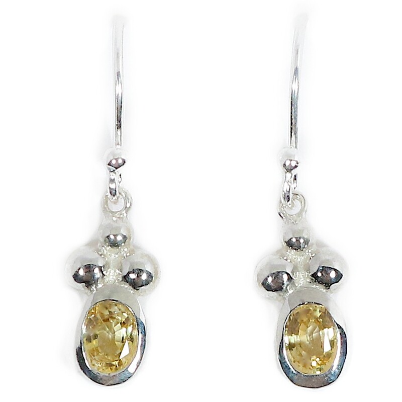 Silver Pastel Pale Yellow Sapphire Champagne Drop Earrings