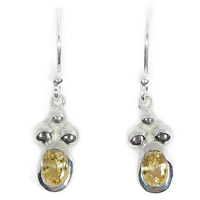 Silver Pastel Pale Yellow Sapphire Champagne Drop Earrings