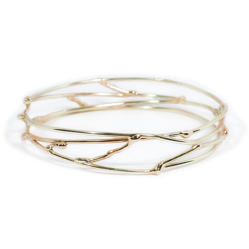 9ct Yellow Gold Narrow Birdsnest Bangle