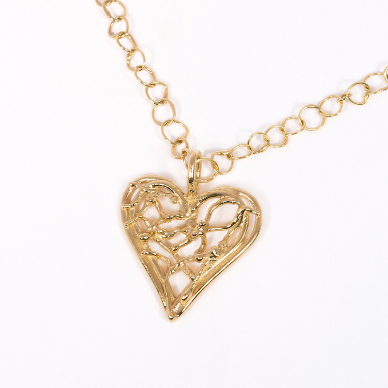 9ct Gold 30mm Birdsnest Heart Pendant