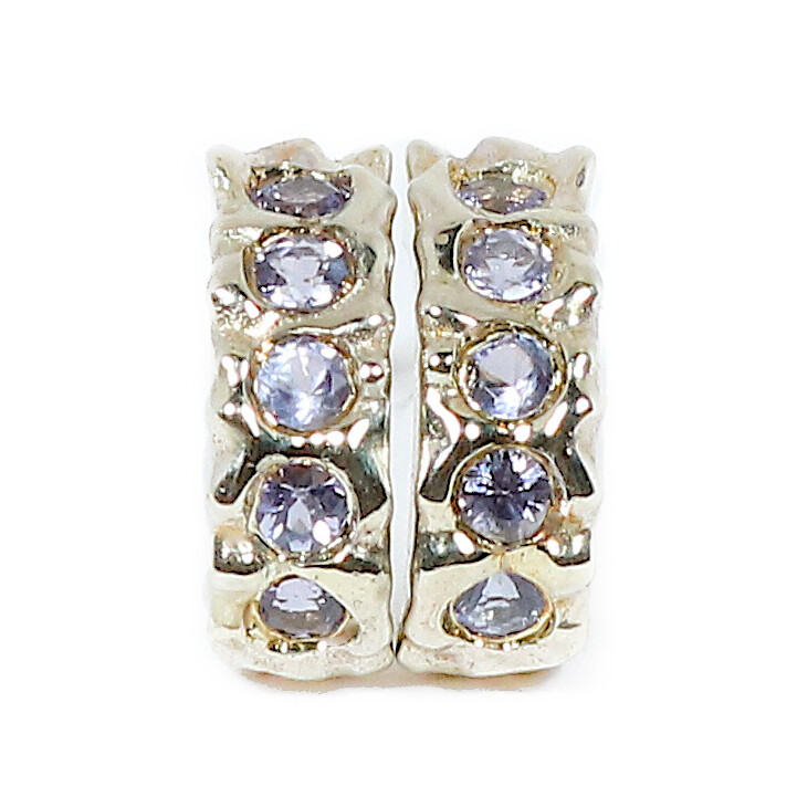 9ct White Gold Tanzanite Filigree Hoop Earrings