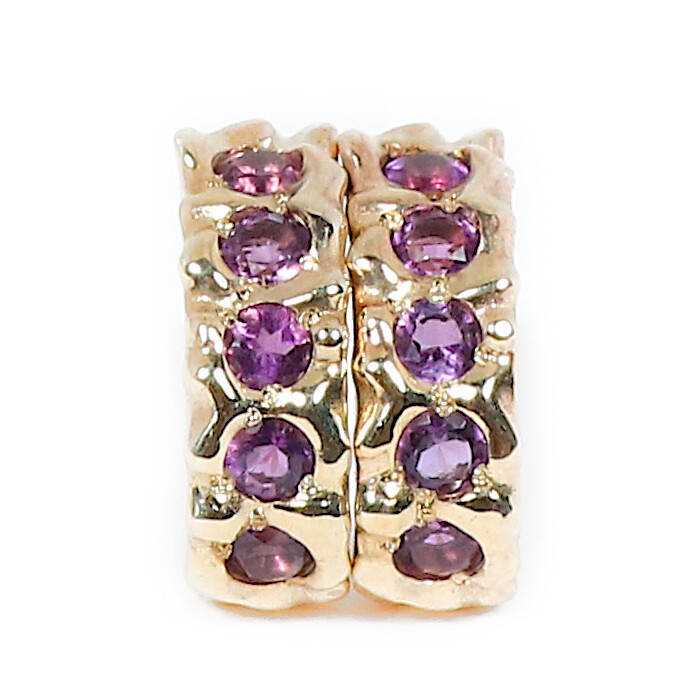 9ct Gold Amethyst Filigree Hoop Earrings