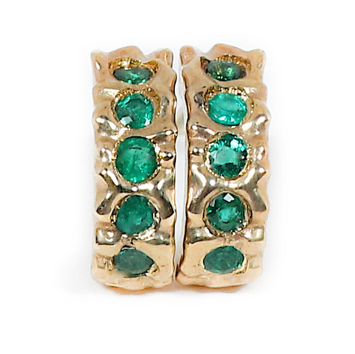 9ct Gold Emerald Filigree Hoop Earrings